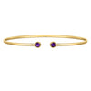 14K Yellow Gold Amethyst Open Cuff Bangle (2.00 mm), view 2