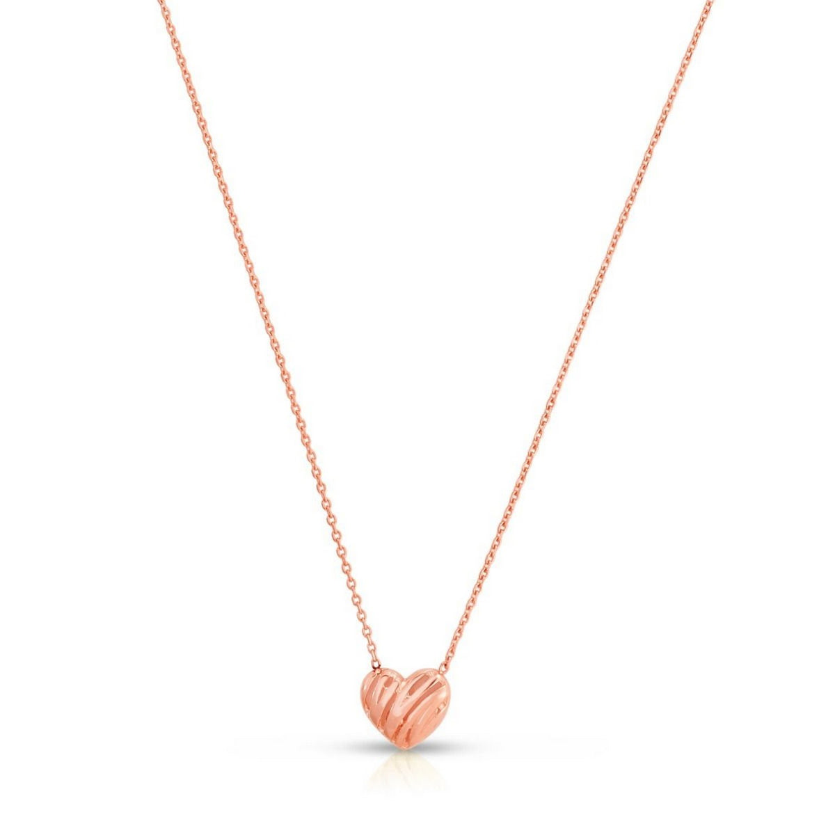 14K Rose Gold High Polish Scribbles Heart Necklace, view 2