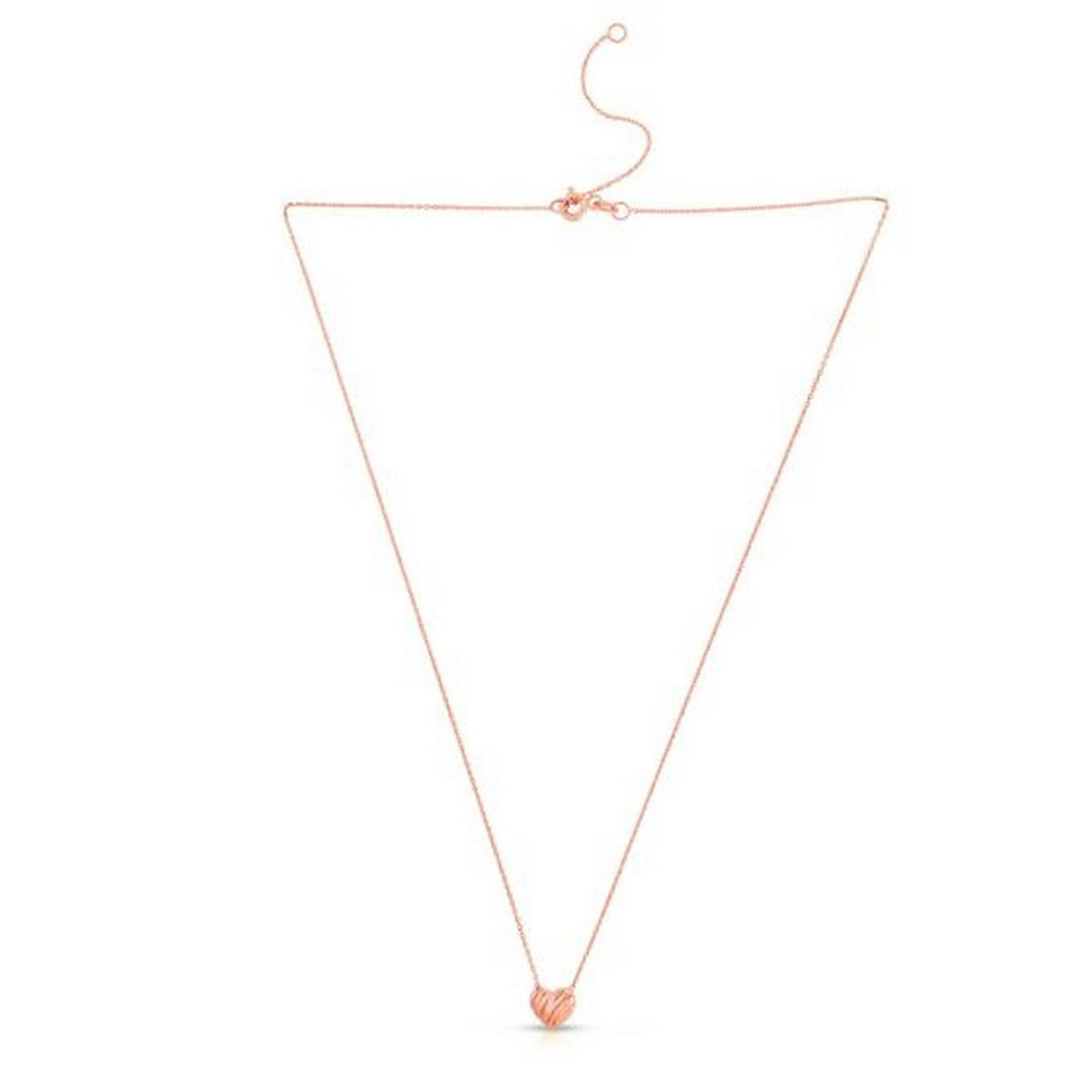14K Rose Gold High Polish Scribbles Heart Necklace, view 3