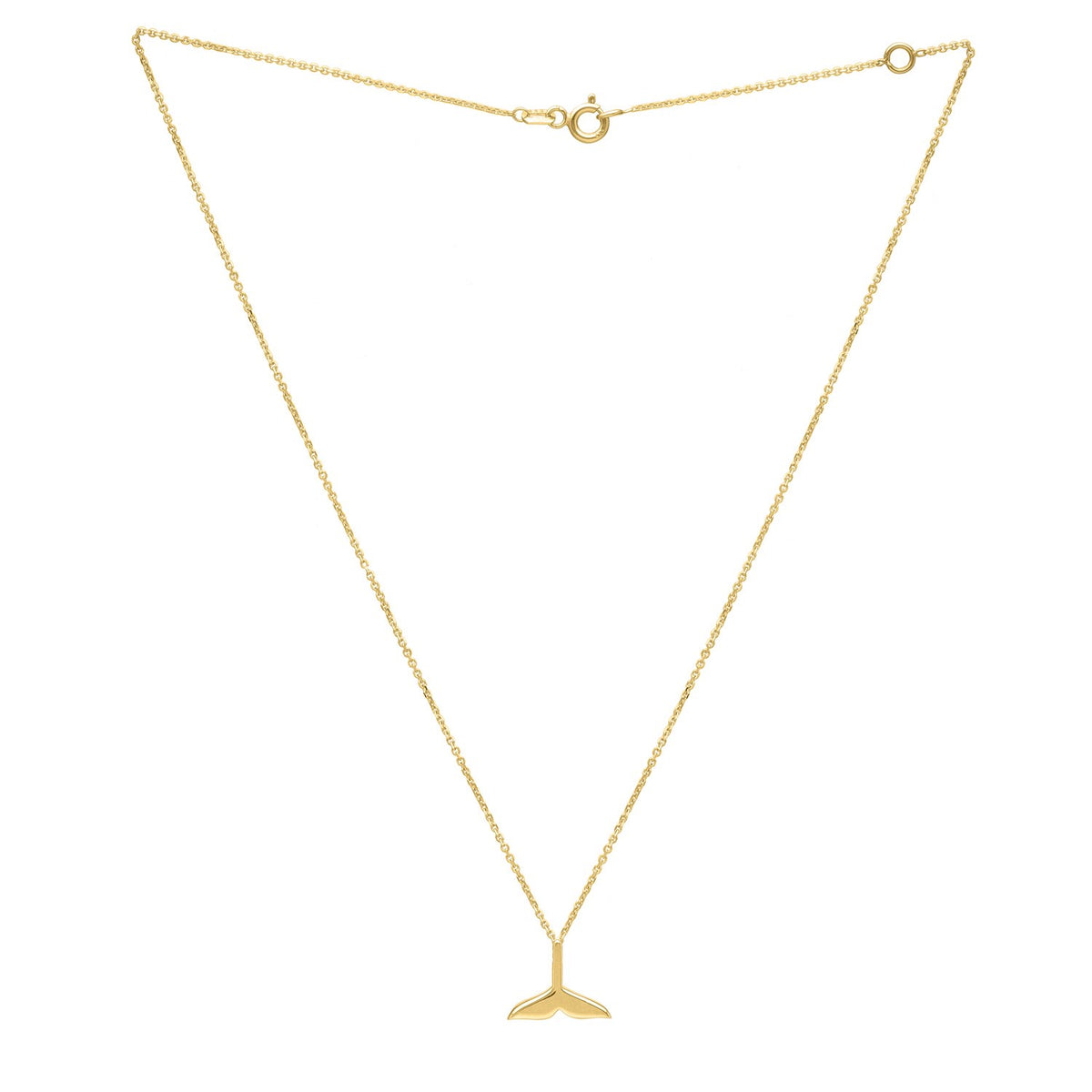 Whale Tail Necklace in 14K Yellow Gold, view 2