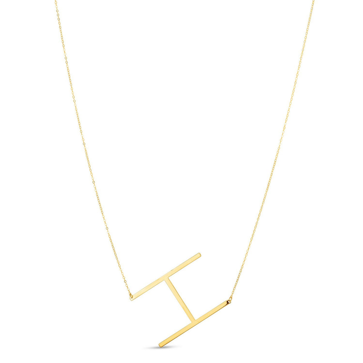 14K Yellow Gold Yours Truly Large Initial H Necklace