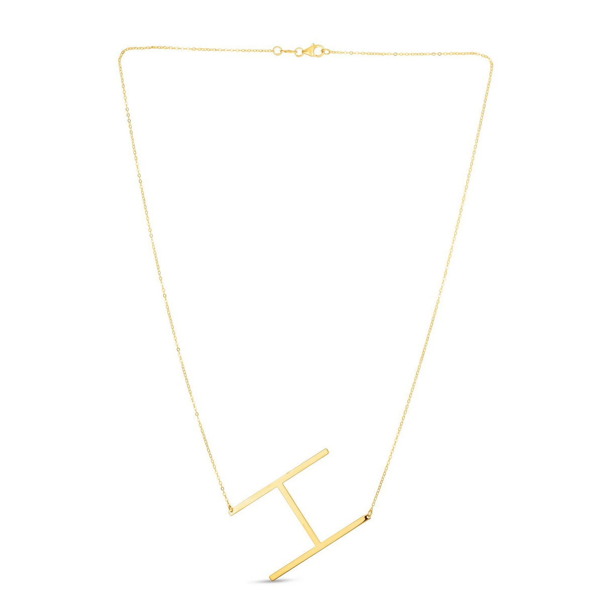 14K Yellow Gold Yours Truly Large Initial H Necklace, view 2