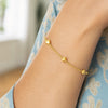 14K Yellow Gold Rolo Chain Bracelet with Puffed Heart Stations (3.30 mm), view 3