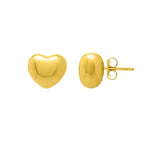 Sterling Silver Yellow Gold Plated Puffed Small Heart Stud Earrings, view 3