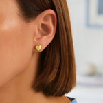 Sterling Silver Yellow Gold Plated Puffed Small Heart Stud Earrings, view 5