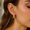 Sterling Silver Yellow Gold Plated Twisted C Hoop Earrings, view 3