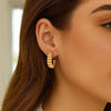 Sterling Silver Yellow Gold Plated Twisted C Hoop Earrings, view 4