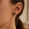 14K Yellow Gold Primavera Malachite Butterfly Stud Earrings, view 3