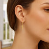 14K Yellow Gold Dangling Spike Drop Hoop Earrings, view 2