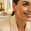 14K Yellow Gold Dangling Spike Drop Hoop Earrings, view 4