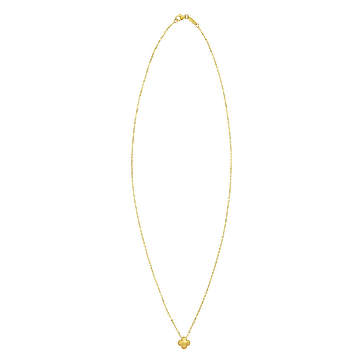 14K Yellow Gold Puffed Mini Clover Pendant Necklace, view 2