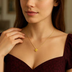 14K Yellow Gold Puffed Mini Clover Pendant Necklace, view 6