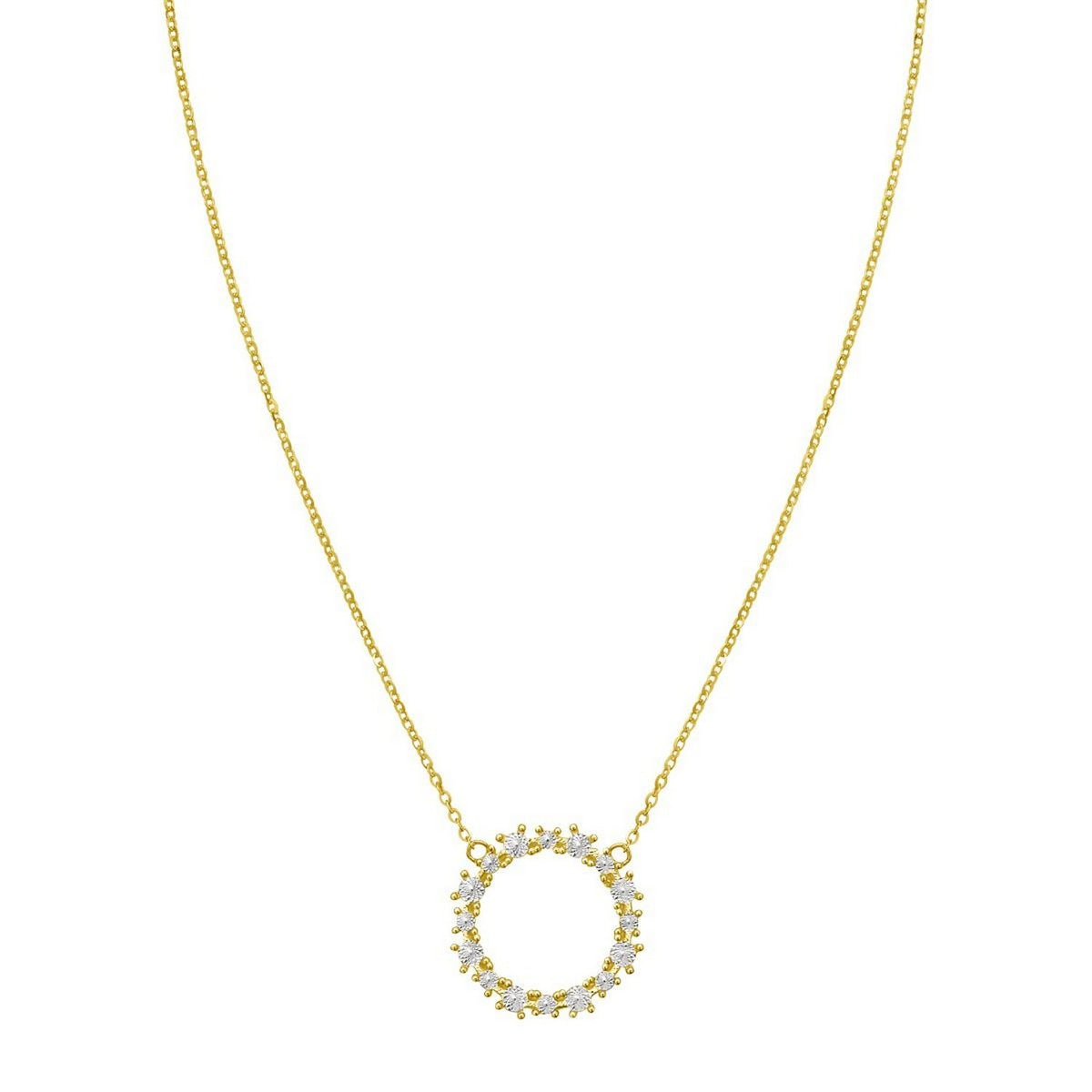 14K Yellow Gold Diamon Oro Circle Necklace, view 2