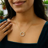 14K Yellow Gold Diamon Oro Circle Necklace, view 4