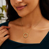 14K Yellow Gold Diamon Oro Circle Necklace, view 5