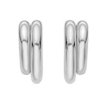 Sterling Silver Double Row Big and Small Round Hoop Earrings, view 2