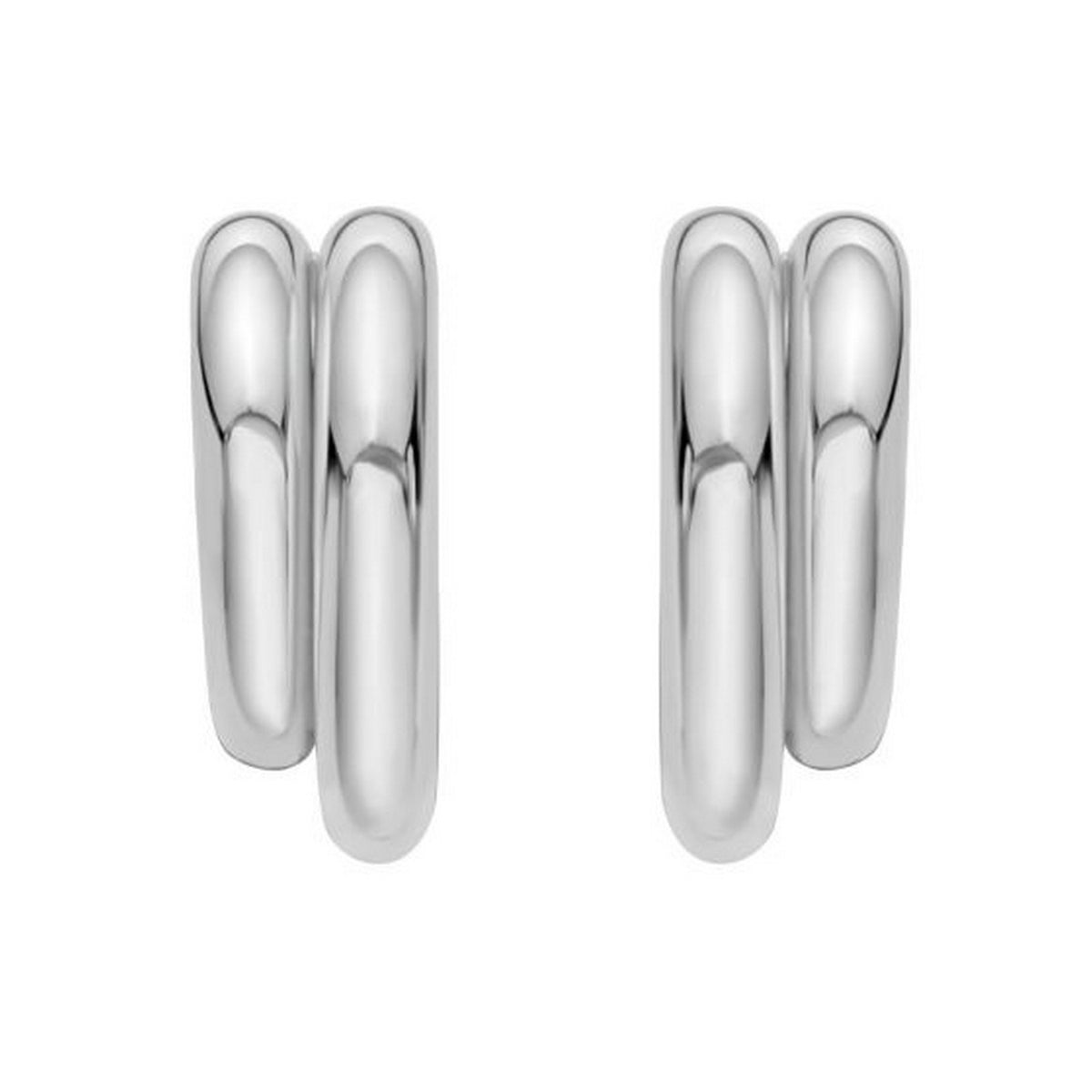 Sterling Silver Double Row Big and Small Round Hoop Earrings, view 2
