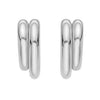 Sterling Silver Double Row Big and Small Round Hoop Earrings