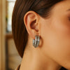 Sterling Silver Double Row Big and Small Round Hoop Earrings