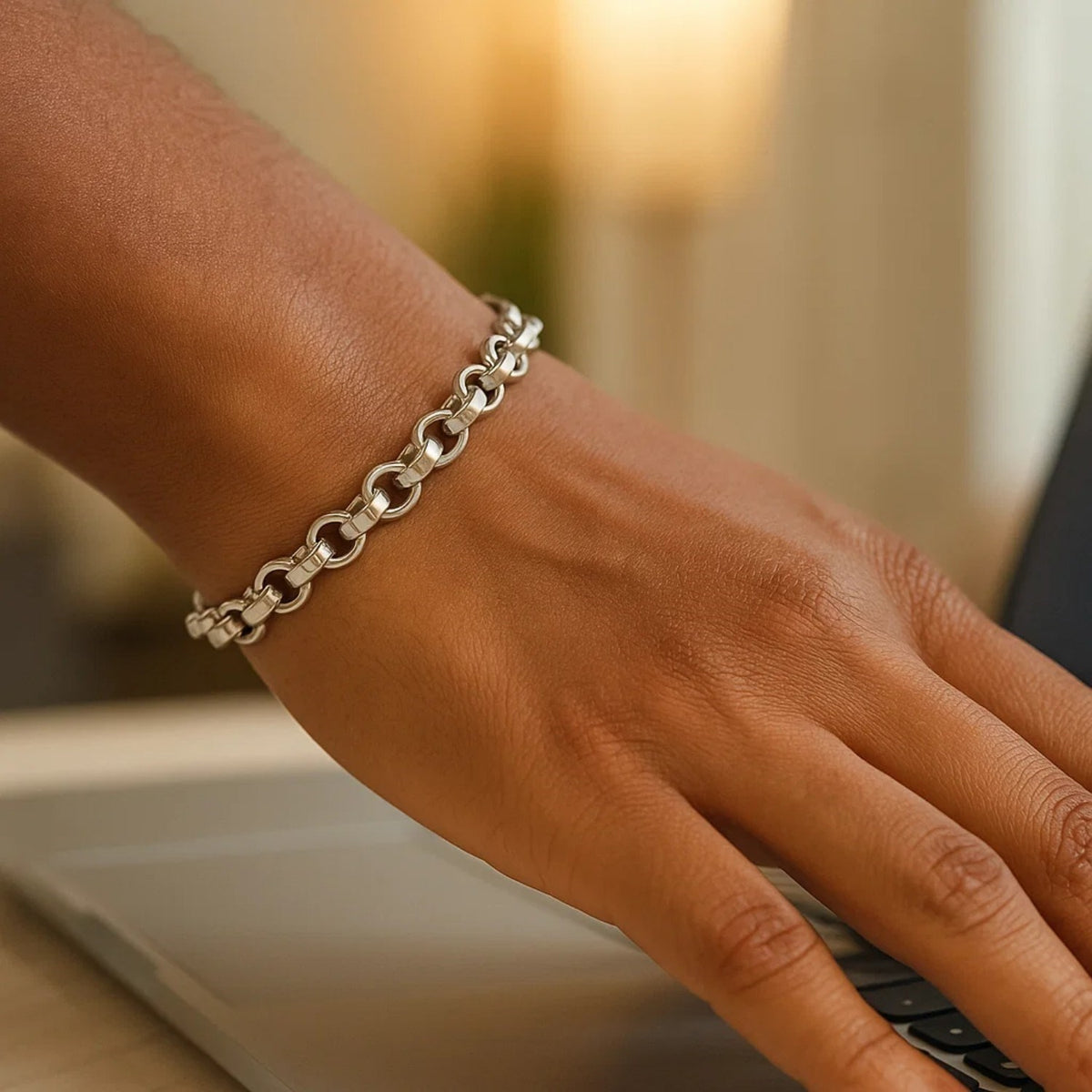 Sterling Silver Rolo Link Bracelet, view 6