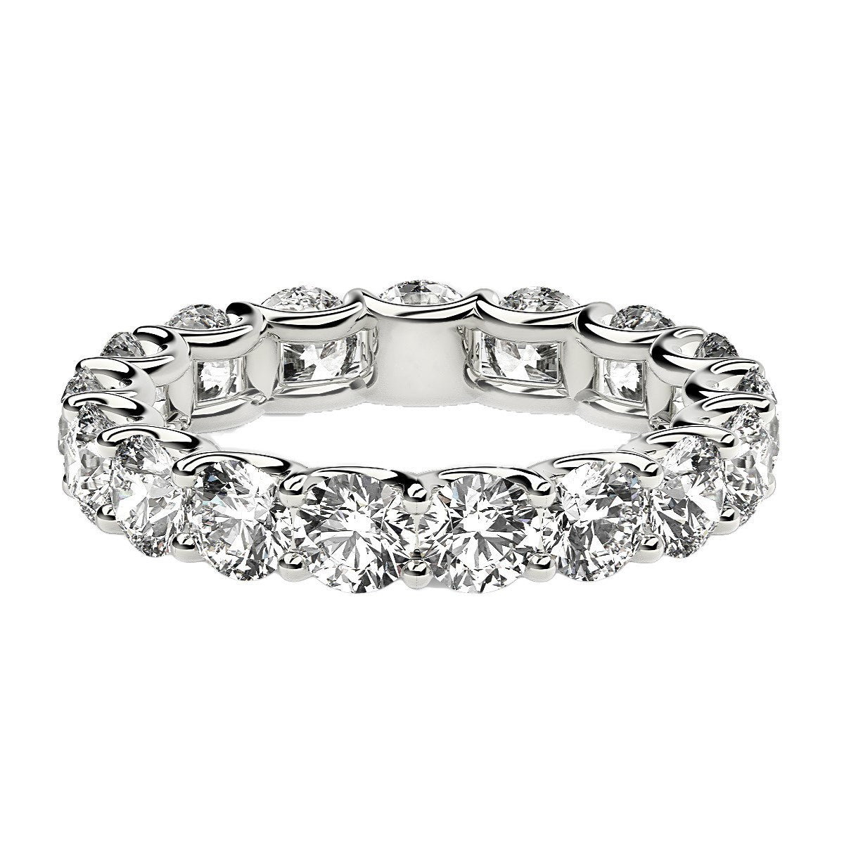 Round Cut Lab Grown Diamond Eternity Ring in 14K White Gold (3 cttw FG/VS2), view 2