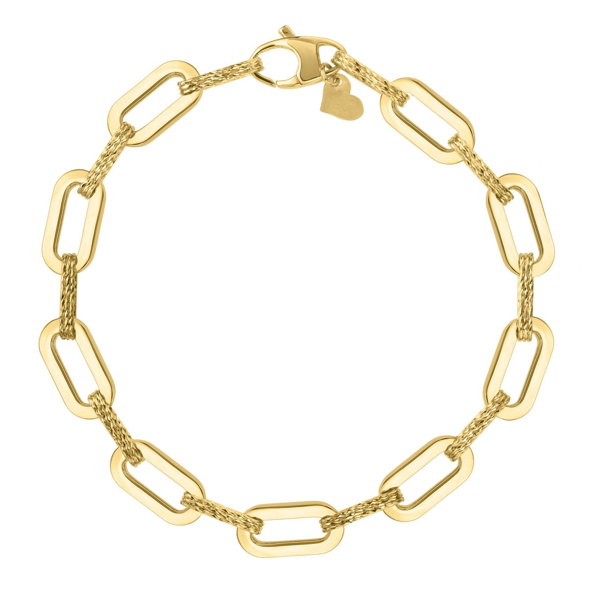 14K Yellow Gold Diamante Paperclip Chain Bracelet (7.00 mm), view 2