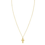 14K Yellow Gold Diamond Cut Cross Necklace