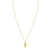 14K Yellow Gold Diamond Cut Cross Necklace