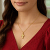 14K Yellow Gold Diamond Cut Cross Necklace, view 3