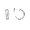 Sterling Silver Rhodium Plated Small Ribbed Twisted Hoop Earrings