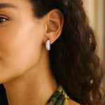 Sterling Silver Rhodium Plated Small Ribbed Twisted Hoop Earrings, view 2