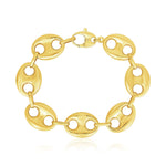 14K Yellow Gold High Polish Lite Puffed Mariner Link Bracelet (16.00 mm), view 2
