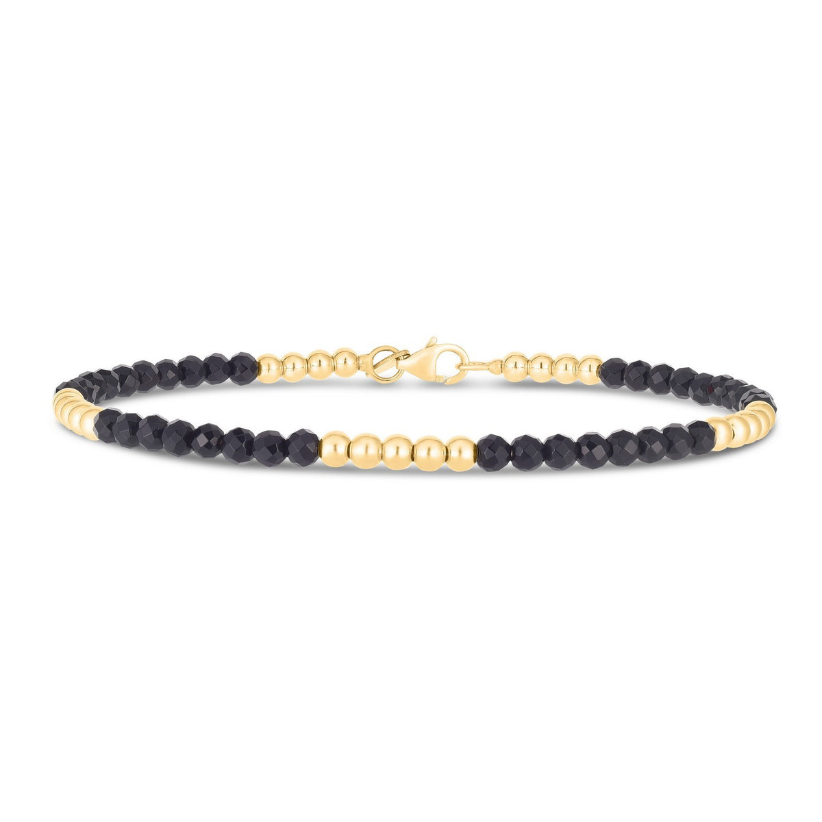 14K Yellow Gold And Onyx Pallina Bead Bracelet (3.00 mm), view 2