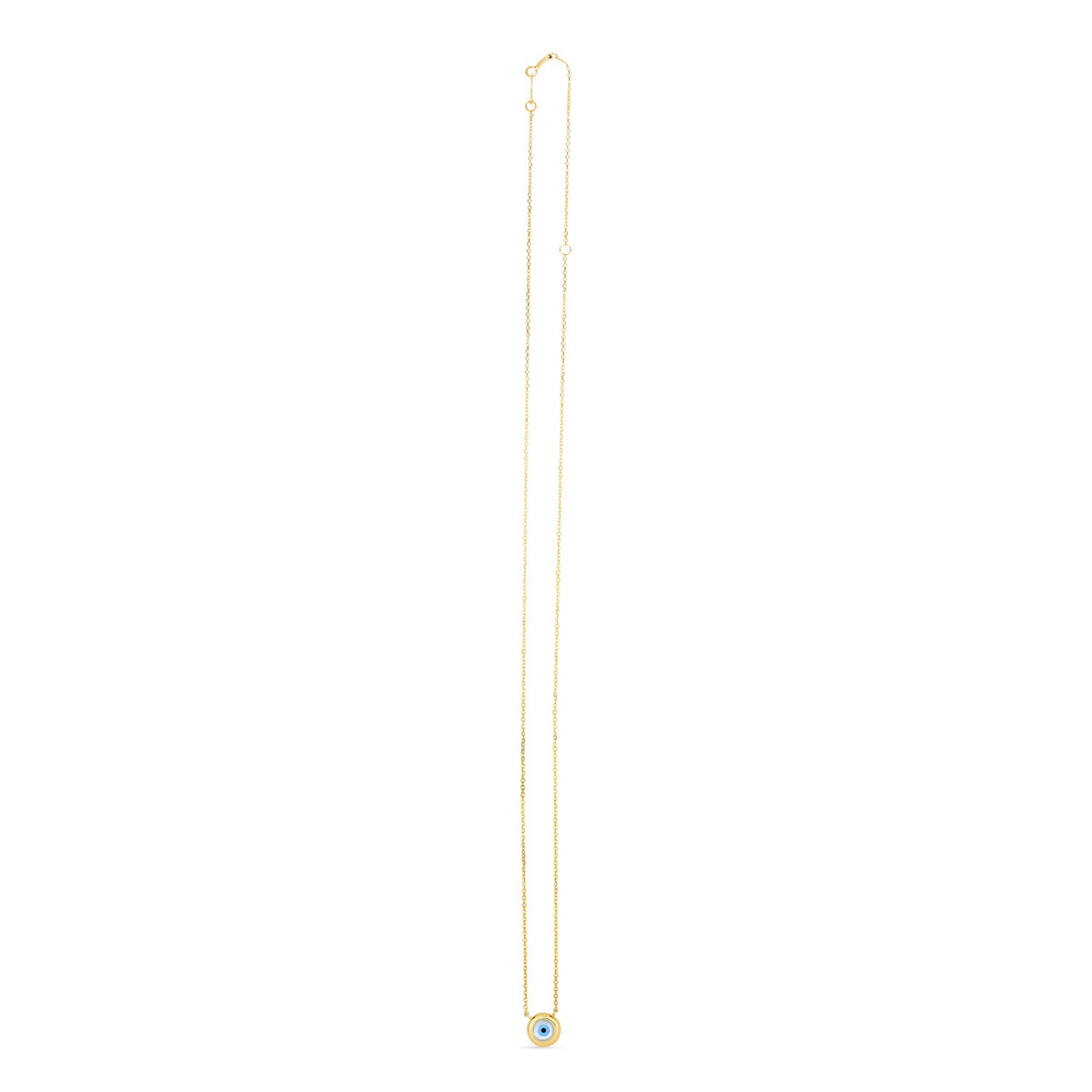 14K Yellow Gold MOP Evil Eye Necklace, view 2
