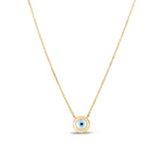 14K Yellow Gold MOP Evil Eye Necklace, view 3