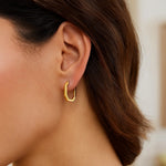 14K Yellow Gold Hexagon Hoop Earrings, view 3