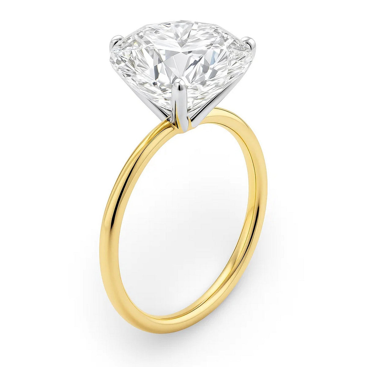 5 Carat Round Lab Grown IGI G/VS1 Diamond Solitaire Ring in 14K Yellow Gold, view 2