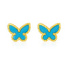 14K Yellow Gold Primavera Turquoise Butterfly Stud Earrings, view 2