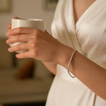 Sterling Silver Rhodium Plated Square Slip On Bangle (3.00 mm), view 6