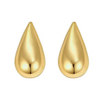 Sterling Silver Yellow Gold Plated Puffed Teardrop Earrings, view 2