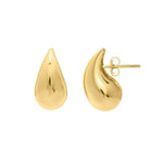 Sterling Silver Yellow Gold Plated Puffed Teardrop Earrings, view 3