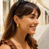 Sterling Silver Yellow Gold Plated Puffed Teardrop Earrings, view 4