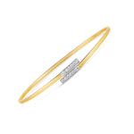 14K Two Tone Gold Diamond Bypass Bar Bangle (2.00 mm), view 2