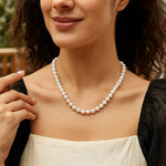 Pearl Necklace with Ball Clasp in 14K Yellow Gold, view 3