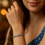 Sterling Silver Rhodium Plated Heart Bead Friendship Bracelet, view 2
