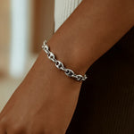 Sterling Silver Rhodium Plated Heart Bead Friendship Bracelet, view 3
