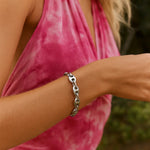 Sterling Silver Rhodium Plated Heart Bead Friendship Bracelet, view 4