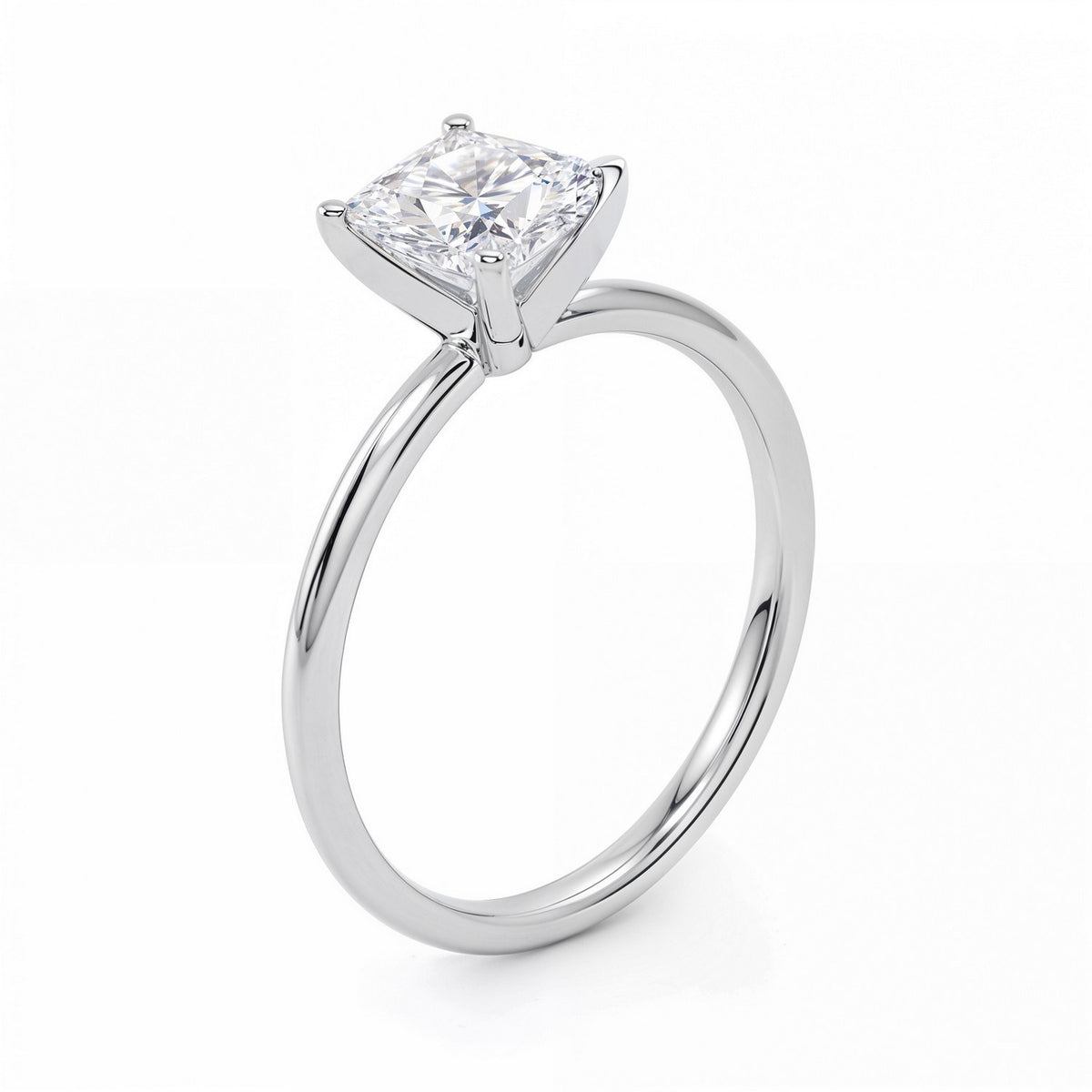 1.50Ct Princess Lab Grown IGI G/VS1 Diamond Ring in 10K White Gold, view 2