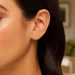 14K Yellow Gold Yours Truly Initial C Stud Earrings, view 2