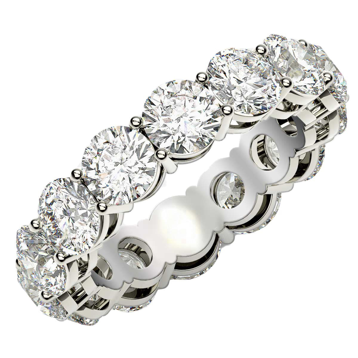 Round Cut Lab Grown Diamond Eternity Ring in 14K White Gold (6 cttw FG/VS2)